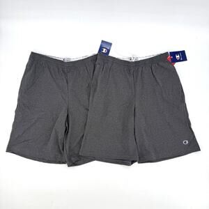 Lot of 2 Men's Champion Jersey Athletic Gym Walking Gray Shorts Pockets Medium